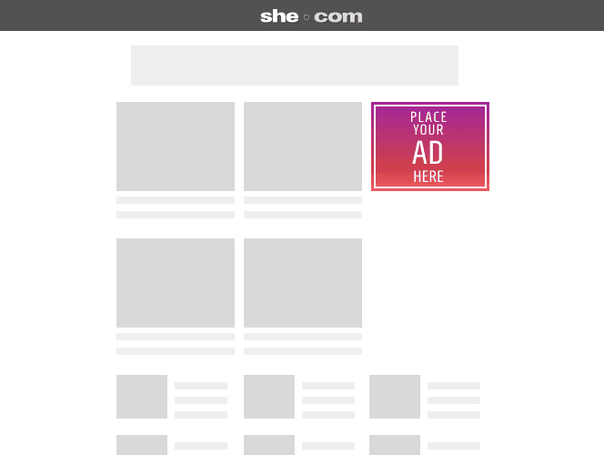 Medium rectangle placement in the right sidebar of a she.com page layout