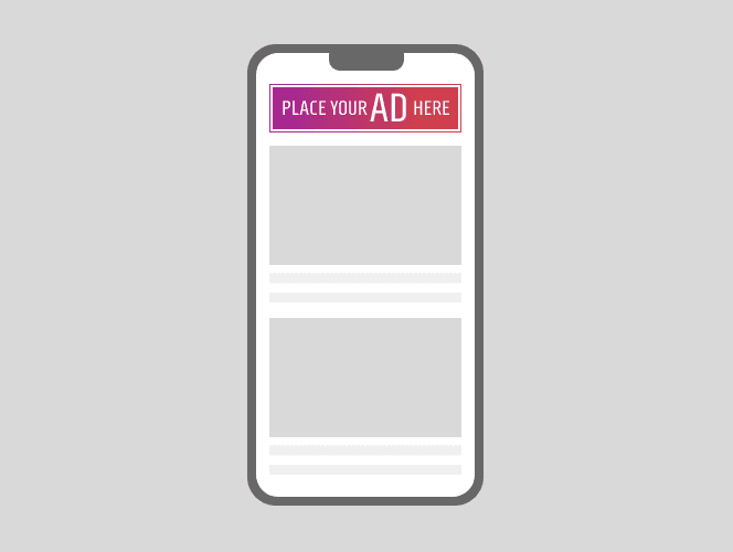Large mobile banner placement at the top of a smartphone screen