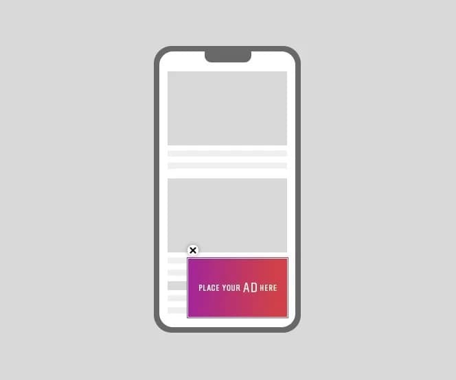 Floating ad unit overlaying mobile page content