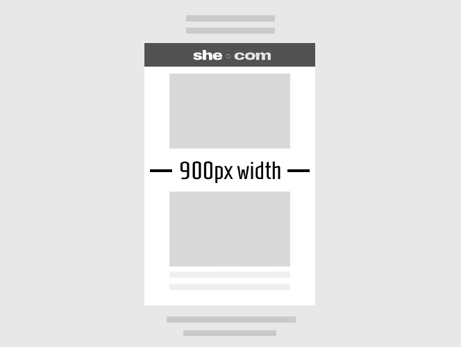 EDM template showing the 900px content width